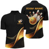 Maxcorners Black And Gold Bowling Ball And Pins Custom Bowling Shirts Bowling Team Tournament Jerseys Shirt For Women