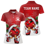 Maxcorners Custom Cute Funny Ladies Ver 3 Christmas Bowling Polo Shirts, Women Team Xmas Bowling Outfit MT1511
