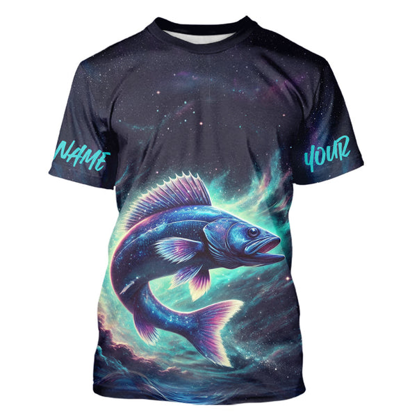 Maxcorners Custom Galaxy Walleye Fishing T-Shirts For Men MT2108