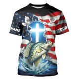 Maxcorners Custom Faith Crappie Patriotic Fishing T-Shirts, US Fishing Jerseys MT2108