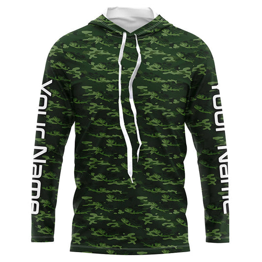 Maxcorners Largemouth Bass Fishing Camo Custom Long Sleeve Fishing Shirts, Bass Tournament Shirt LM0201