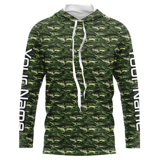 Maxcorners Largemouth Bass Fishing Camo Custom Long Sleeve Fishing Shirts, Bass Tournament Shirt LM0201
