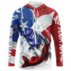 Maxcorners Bass Fishing American Flag Custom Performance Long Sleeve Fishing Shirts, Patriotic Fishing Gifts LM0201