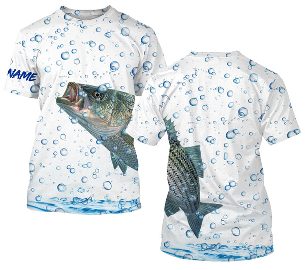 Maxcorners Striped Bass Fishing Wrap Around Bubbles Customize Name All Over Print 3D Shirts