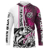 Maxcorners Largemouth Bass Fishing Custom Long Sleeve Tournament Shirts, Bass Fishing Jerseys | Pink Camo LM0201