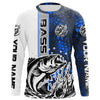 Maxcorners Largemouth Bass Fishing Custom Long Sleeve Tournament Shirts, Bass Fishing Jerseys | Water Blue Camo LM0201