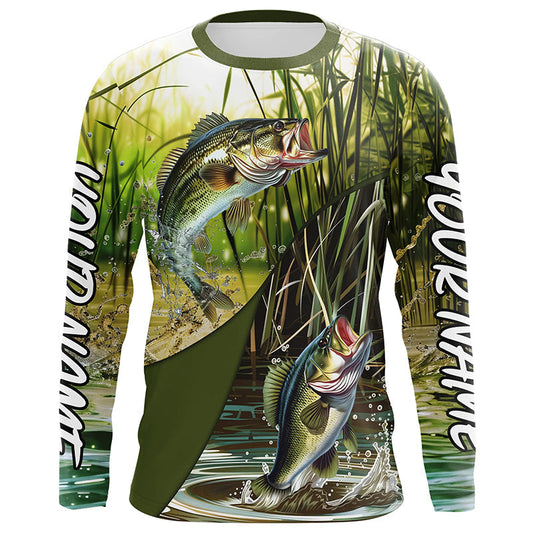 Maxcorners Largemouth Bass Fishing Custom 3D All Over Printed Shirts, Bass Tournament Fishing Shirts Gift Ideas LM0201