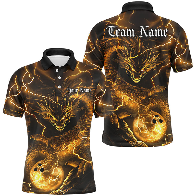 Maxcorners Dragon Thunder Lightning Mutilcolor Bowling Jersey Customized Name, Team Name 3D Polo Shirt