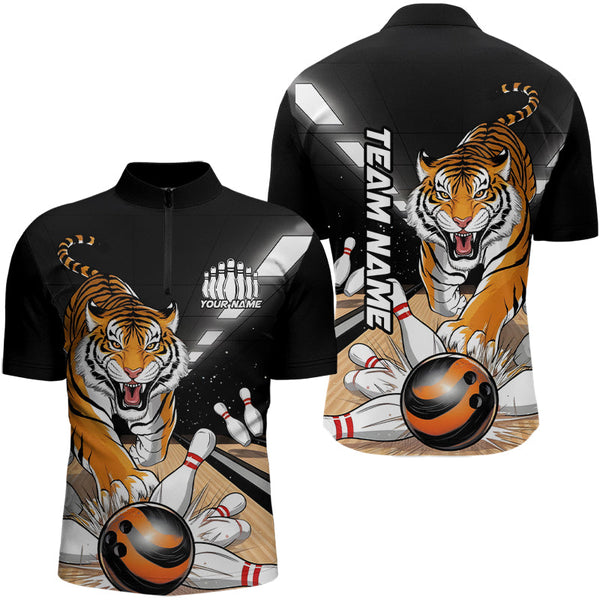 Maxcorners Custom Tiger Bowling Shirts For Men, Tiger Bowling Team Shirt Bowler Uniform Outfits LM1610