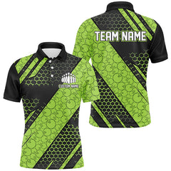 Maxcorners Green Bowling Pattern For Team Bowling Team Men And Women Polo Shirts, Bowling Pattern Outfits