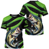 Maxcorners Black And Green Custom Bass Fishing Jerseys, Largemouth Bass Long Sleeve Tournament Fishing Shirts LM0201