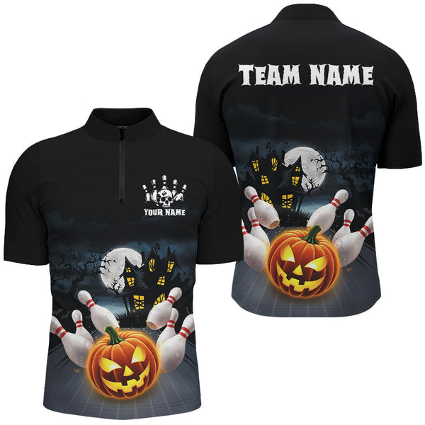 Maxcorners Halloween Bowling Jersey Customized Name, Team Name 3D Polo Shirt