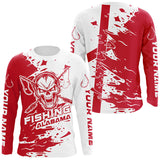 Maxcorners Alabama Fishing Custom Long Sleeve Fishing Shirts, Alabama Flag Skull Fishing Jerseys MT2108