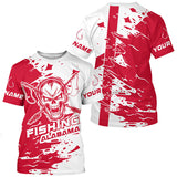 Maxcorners Alabama Fishing Custom Long Sleeve Fishing Shirts, Alabama Flag Skull Fishing Jerseys MT2108