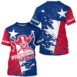 Maxcorners Texas Fishing Custom Long Sleeve Fishing Shirts, Cowboy Skull Texas Flag Fishing Jerseys MT2108