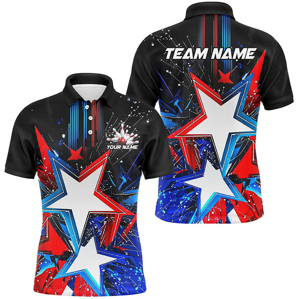 Maxcorners Red White And Blue Stars Custom Us Bowling Shirts Patriotic Bowling Team Shirt