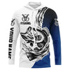 Maxcorners Largemouth Bass Long Sleeve Tournament Fishing Shirts, Custom Bass Fishing Jerseys | Blue LM0201
