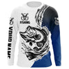 Maxcorners Largemouth Bass Long Sleeve Tournament Fishing Shirts, Custom Bass Fishing Jerseys | Blue LM0201