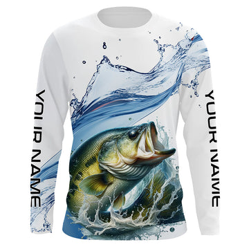 Maxcorners Largemouth Bass Fishing Custom Long Sleeve Tournament Fishing Shirts, Bass Fishing Jerseys LM0201