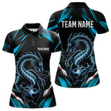 Maxcorners Custom Black And Blue Dragon Bowling Polo Shirts For Men & Women, Dragon Bowling League Shirt