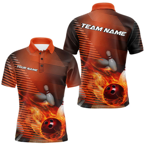 Maxcorners Custom Multi-Color Flame Bowling Tournament Shirts For Men, Women And Kid, Fire Bowling Jerseys LM1008