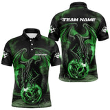 Maxcorners Black And Green Custom Bowling Team Polo Shirts For Men & Women, Dragon Bowling League Shirts