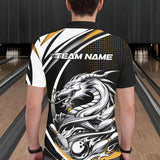 Maxcorners Custom Black And Yellow Dragon Bowling Team Polo Shirts For Men, Dragon Bowling Jerseys