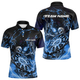 Maxcorners Custom Black And Blue Skeleton Dart Polo Shirts Skull Dart Team League Shirts