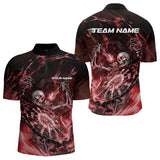 Maxcorners Custom Black And Red Skeleton Dart Polo Shirts Skull Dart Team League Shirts