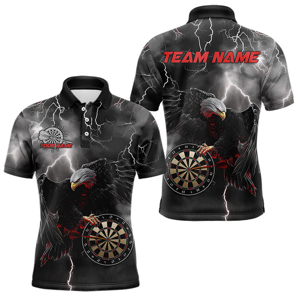 Maxcorners Custom Thunder Lightning Red Eagle Dart Polo Shirts For Men, Dart Team Jerseys With Name