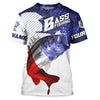 Maxcorners Customize Name American Flag Bass Fishing 3D Shirts