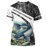 Maxcorners Gray Camo Custom Catfish Fishing Long Sleeve Fishing Shirts, Catfish Fishing Jerseys MT2108