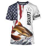 Maxcorners Catfish Fishing Custom Long Sleeve Fishing Shirts, American Flag Patriotic Catfish Fishing Shirt MT2108