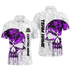 Maxcorners Camo Skull Bowling Multicolor Option Customized Name 3D Shirt