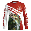 Maxcorners Custom Bass Fishing Long Sleeve Tournament Fishing Shirts, Bass Performance Fishing Jerseys | Red LM0201