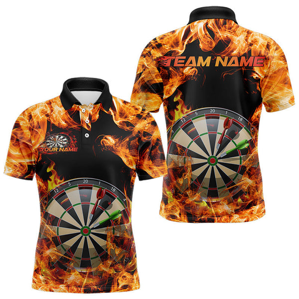 Maxcorners Fire Flame Dartboard Custom Dart Polo Shirts For Men, Dart Jerseys Dart Team League Shirt