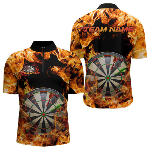 Maxcorners Fire Flame Dartboard Custom Dart Polo Shirts For Men, Dart Jerseys Dart Team League Shirt