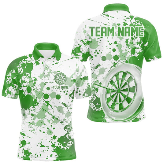 Maxcorners Custom Green Splatter Dartboard Darts Team Shirt For Men, Dart League Jerseys For Players LM2901
