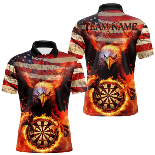 Maxcorners Custom Patriotic Eagle We The People Flame Darts Shirt For Men, Vintage US Flag Dart Shirt