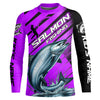 Maxcorners Chinook Salmon Custom Purple Long Sleeve Fishing Shirts, Salmon Fisherman Saltwater Fishing Jerseys LM0201