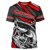Maxcorners Black And Red Catfish Fishing Jerseys, Custom Catfish Fishing Long Sleeve Fishing Shirts MT2108