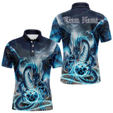 Maxcorners Blue Thunder Lightning Custom Dragon Bowling Polo Shirts For Men, Bowling Team Uniform