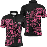 Maxcorners Pink Sugar Skull Tattoo Custom For Men Team Bowling Shirts, Halloween Team Bowling Jerseys