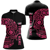 Maxcorners Pink Sugar Skull Tattoo Custom For Men Team Bowling Shirts, Halloween Team Bowling Jerseys