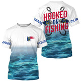 Maxcorners Personalized North Carolina Flag Long Sleeve Fishing Shirts, Hooked On Fishing  Fishing Shirt MT2108