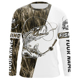 Maxcorners Grass Lake Camo Custom Fish Skull Long Sleeve Fishing Shirts, Fish Skeleton Fishing Jerseys MT2108