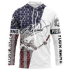 Maxcorners Personalized American Flag Fish Skull Fishing Shirts, Patriotic Long Sleeve Fishing Shirt LM0501