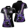 Maxcorners Custom Blue And Purple Flame Strike Bowling Team Polo Shirts For Men, Fire Bowling Jerseys LM2707