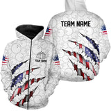 Maxcorners Bowling Patriotic American Flag Customized Name 3D Hoodie