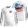 Maxcorners Personalized American Flag Bass Long Sleeve Fishing Shirts, Patriotic Bass Fishing Gifts LM0501